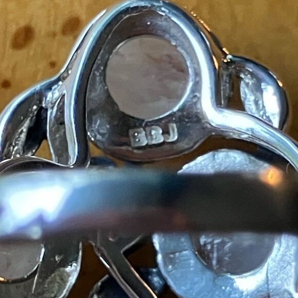 Natural Rainbow Moonstone Sterling Silver Cocktail Ring Size 8 - Picture 6 of 9